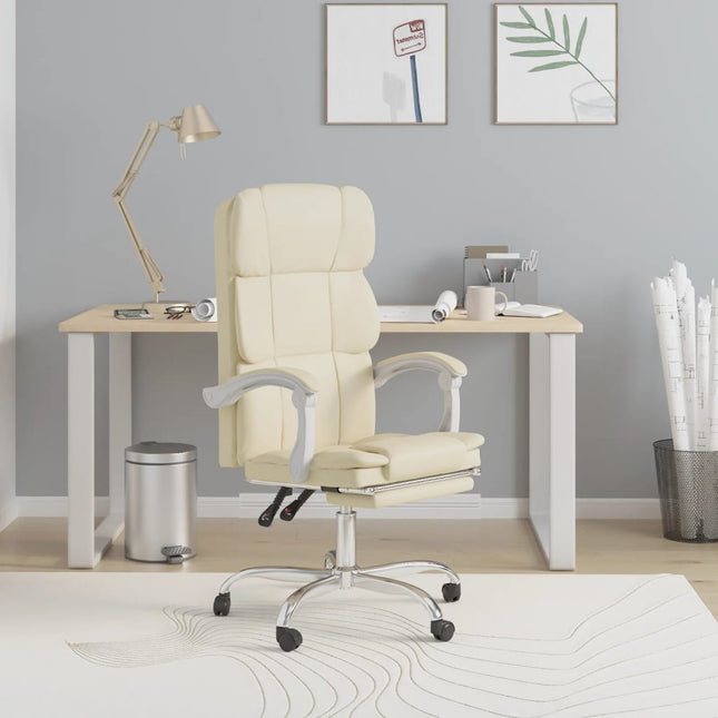 kontorstol kunstlæder cremefarvet