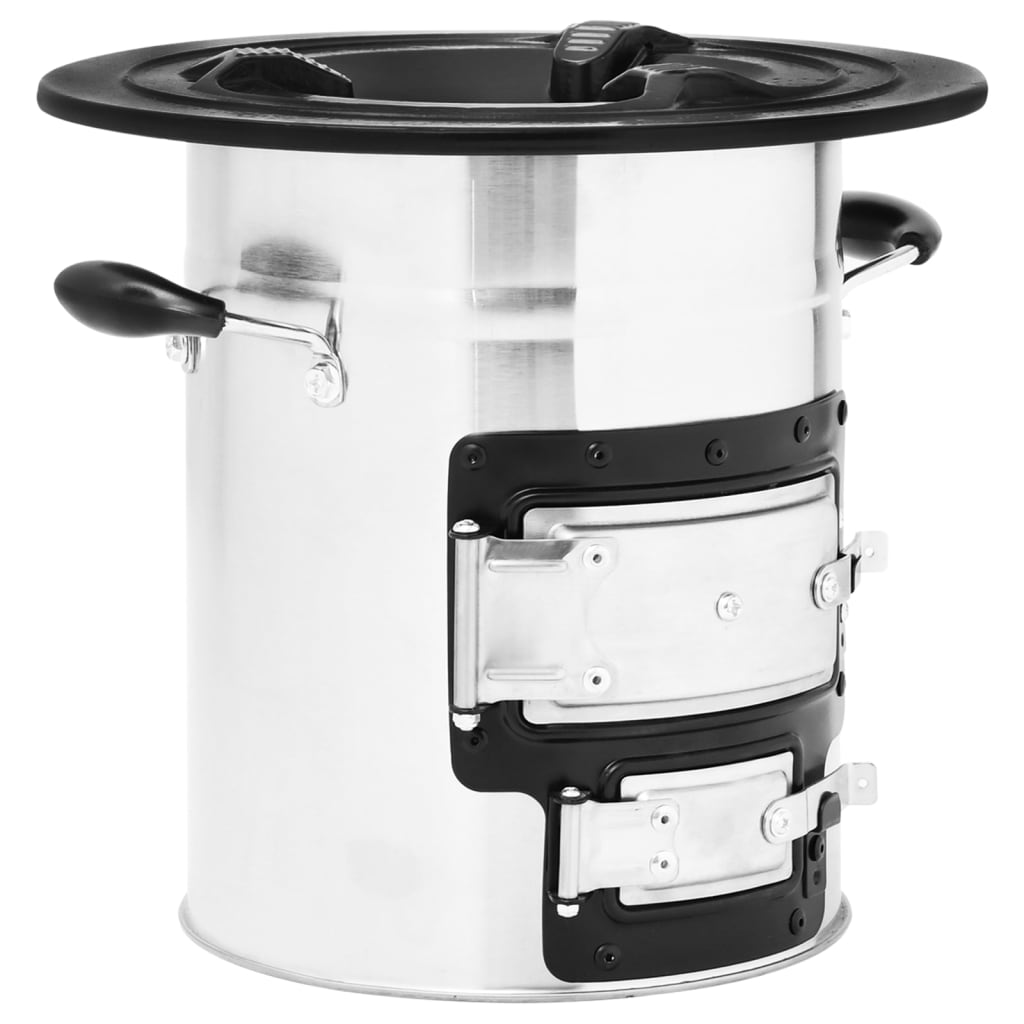 campingovn 51,5x35x30,5 cm rustfrit stål sølvfarvet