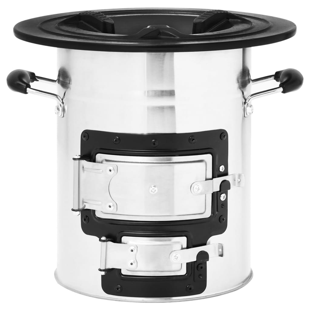 campingovn 51,5x35x30,5 cm rustfrit stål sølvfarvet