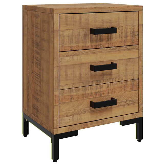 sengebord 40x30x55 cm massivt genanvendt fyrretræ brun