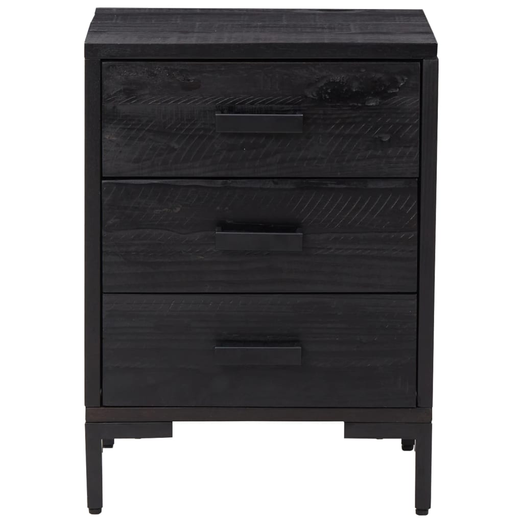 sengebord 40x30x55 cm massivt genanvendt fyrretræ sort