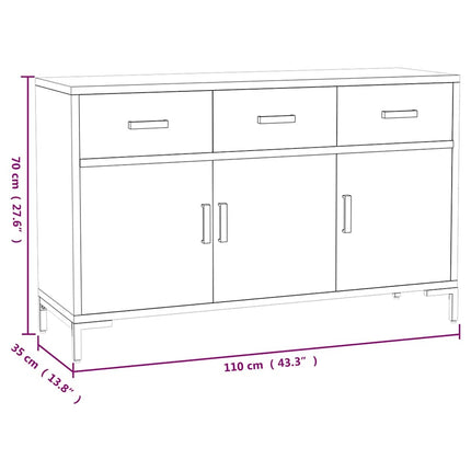 skænk 110x35x70 cm massivt fyrretræ brun