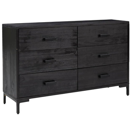 skænk 110x35x70 cm massivt fyrretræ sort