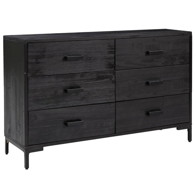 skænk 110x35x70 cm massivt fyrretræ sort