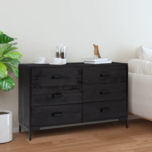 skænk 110x35x70 cm massivt fyrretræ sort