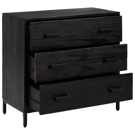 kommode 75x35x70 cm massivt fyrretræ sort
