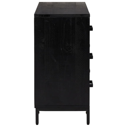 kommode 75x35x70 cm massivt fyrretræ sort