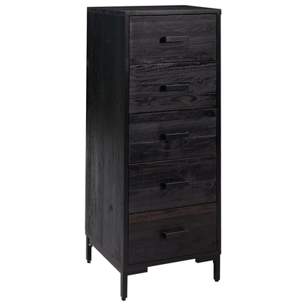 kommode 42x35x110 cm massivt fyrretræ sort
