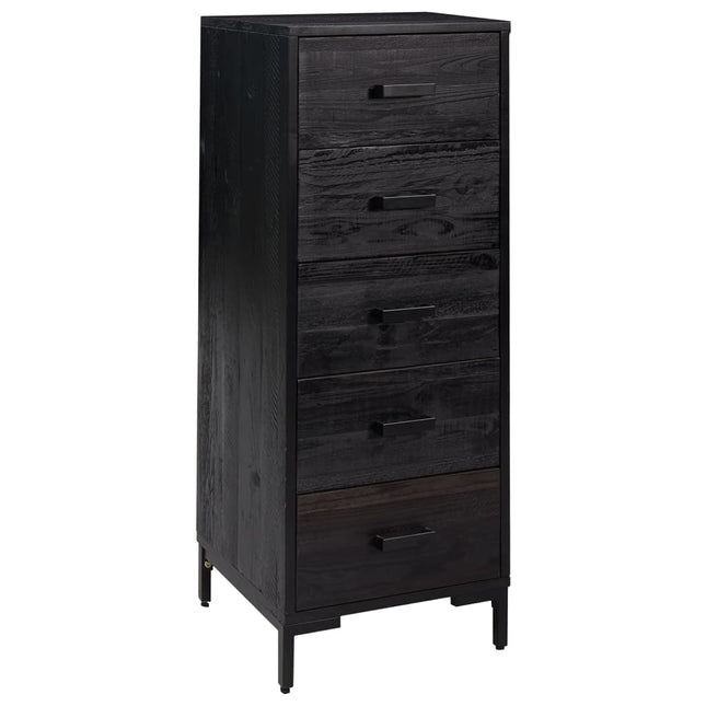kommode 42x35x110 cm massivt fyrretræ sort