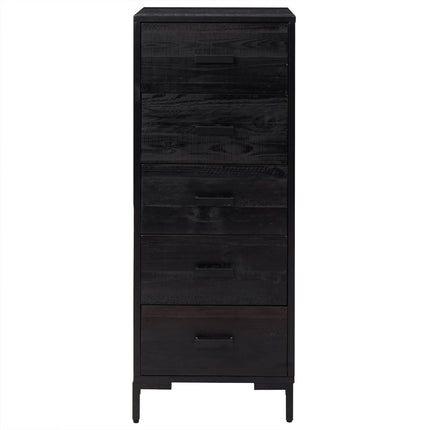 kommode 42x35x110 cm massivt fyrretræ sort
