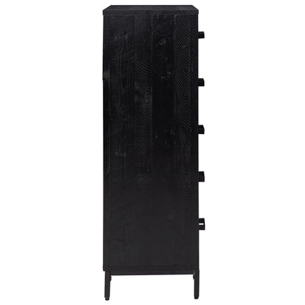 kommode 42x35x110 cm massivt fyrretræ sort