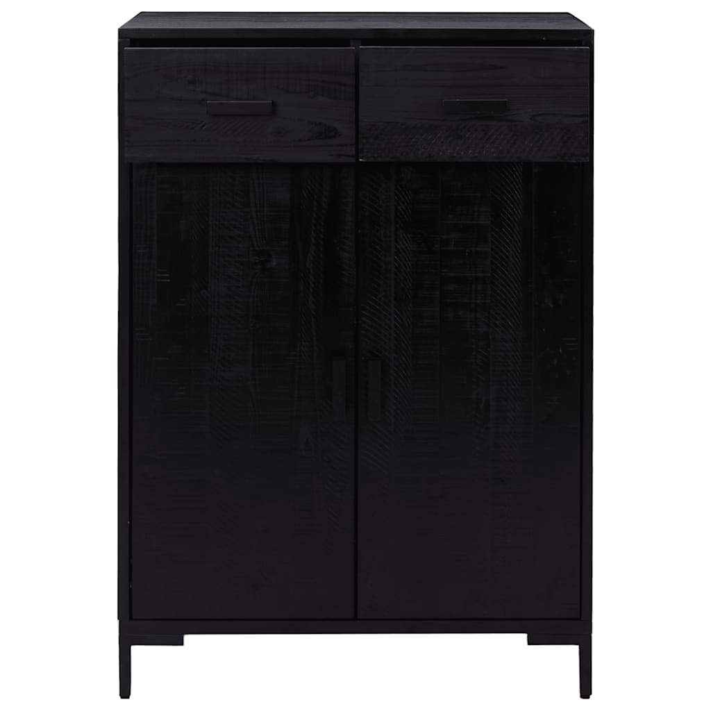 skoskab 75x40x110 cm massivt fyrretræ sort