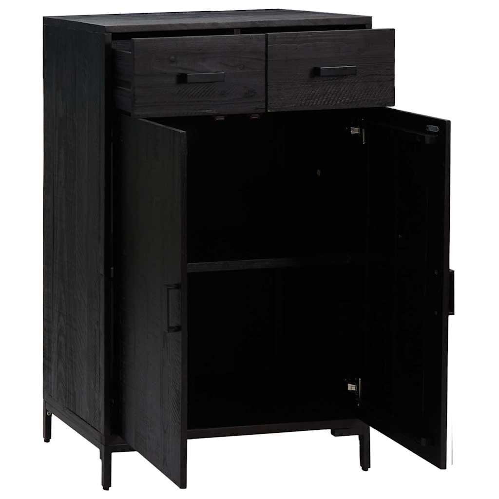 skoskab 75x40x110 cm massivt fyrretræ sort