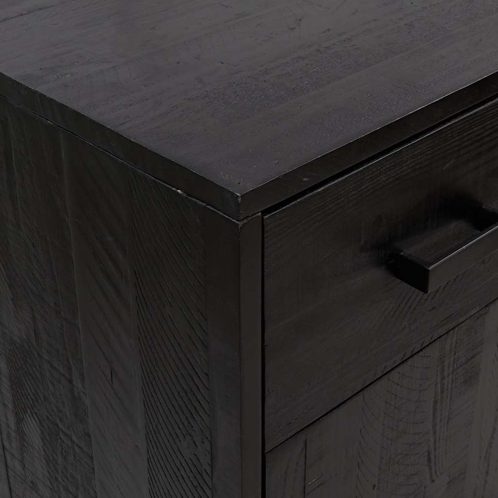 skoskab 75x40x110 cm massivt fyrretræ sort