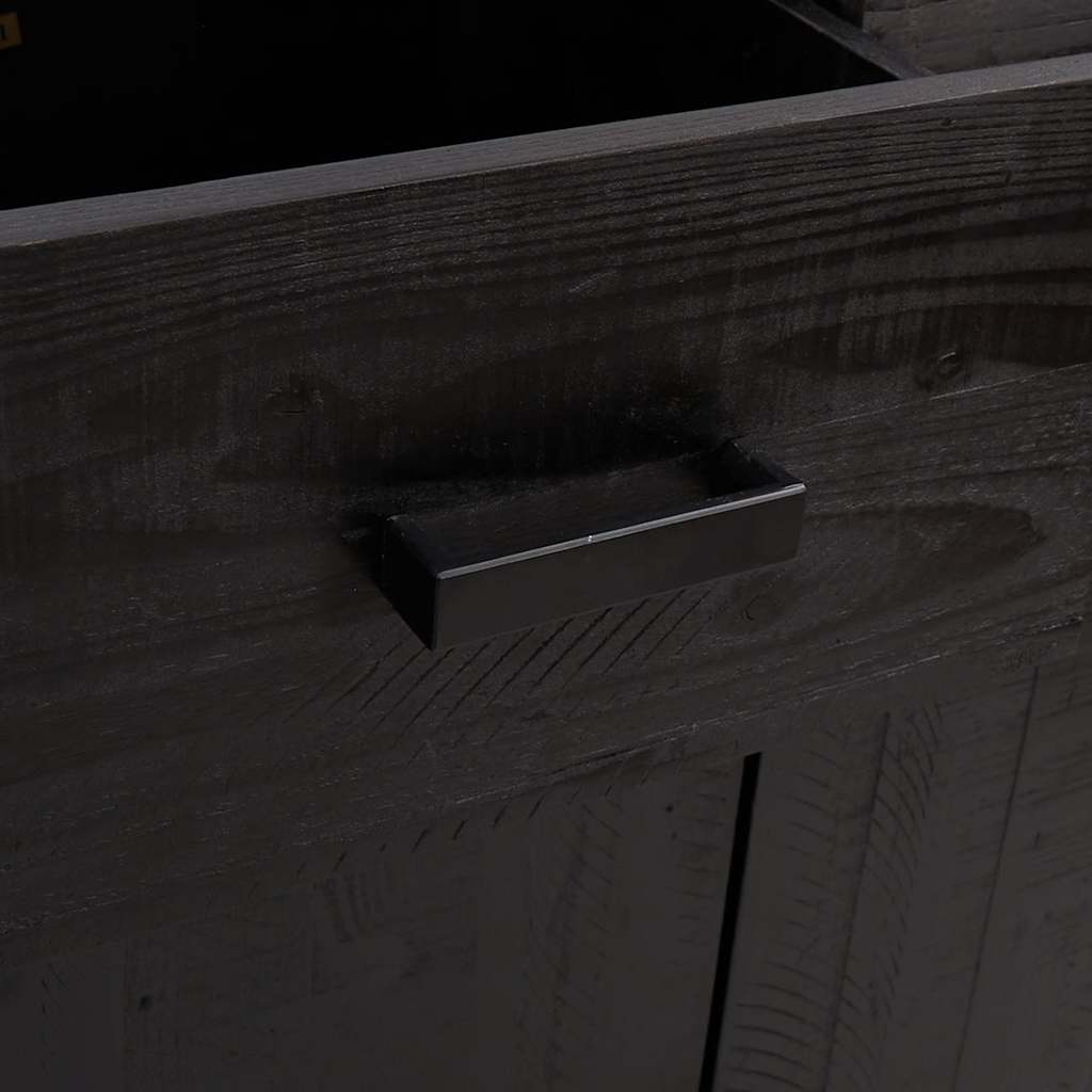 skoskab 75x40x110 cm massivt fyrretræ sort