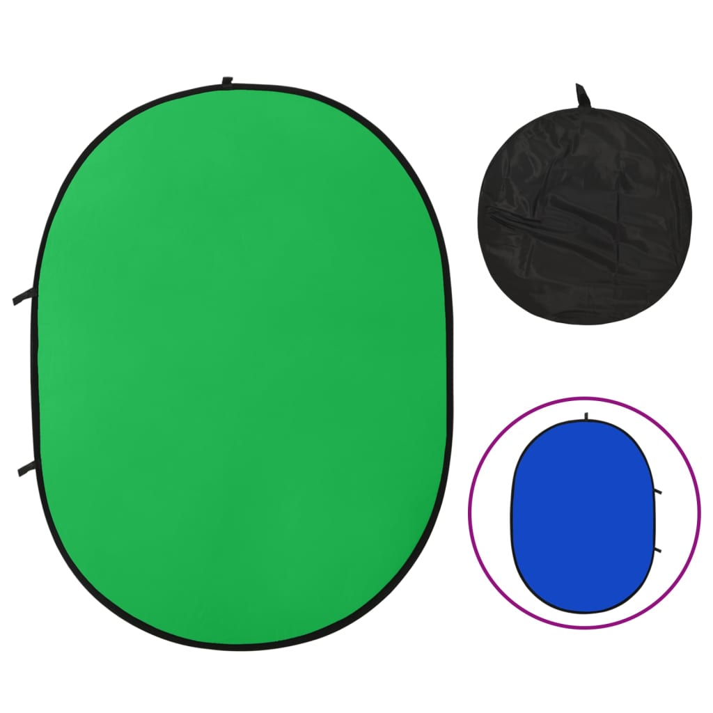 2-i-1 oval fotobaggrund 200x150 cm grøn og blå billede