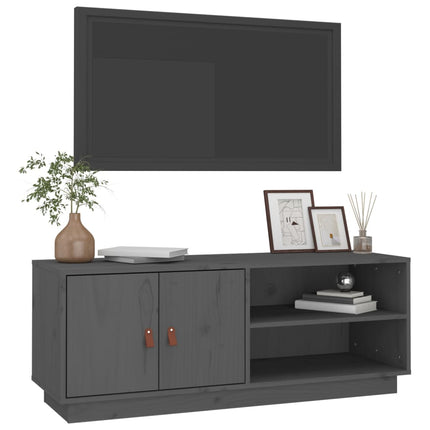 tv-bord 105x34x40 cm massivt fyrretræ grå