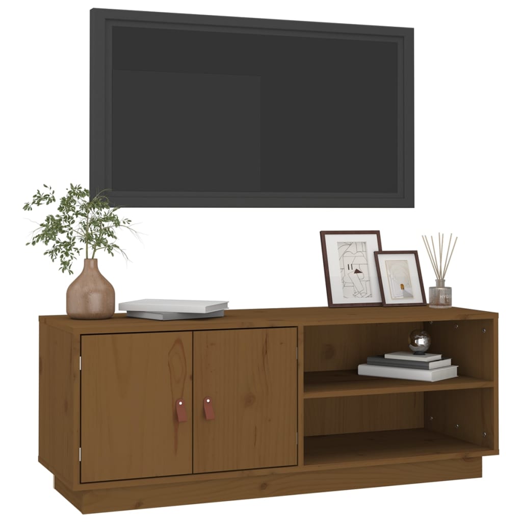 tv-bord 105x34x40 cm massivt fyrretræ gyldenbrun