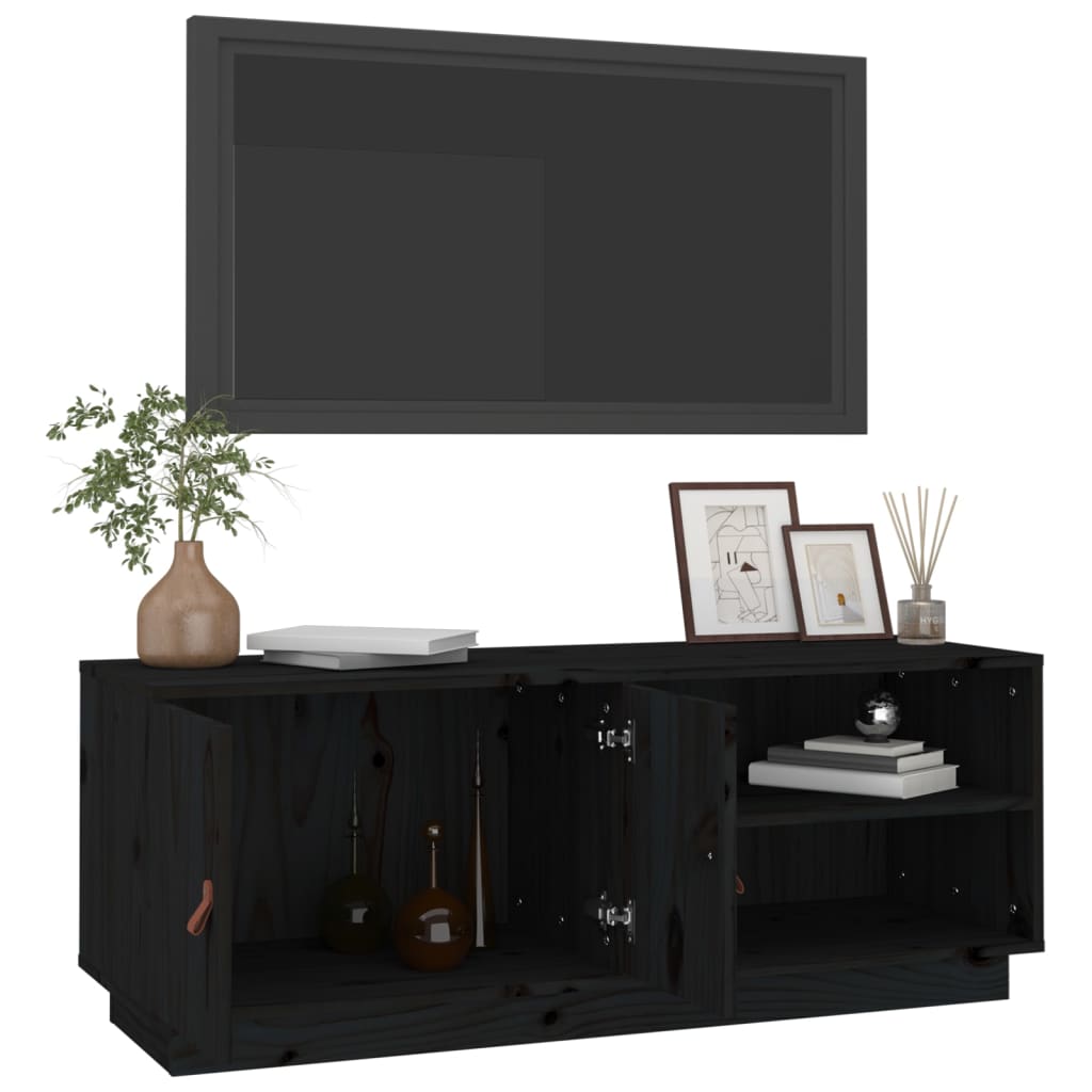 tv-bord 105x34x40 cm massivt fyrretræ sort