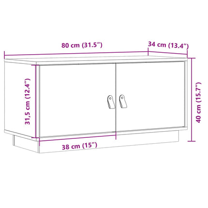 tv-bord 80x34x40 cm massivt fyrretræ gyldenbrun