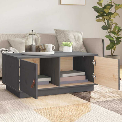 sofabord 80x50x35 cm massivt fyrretræ grå
