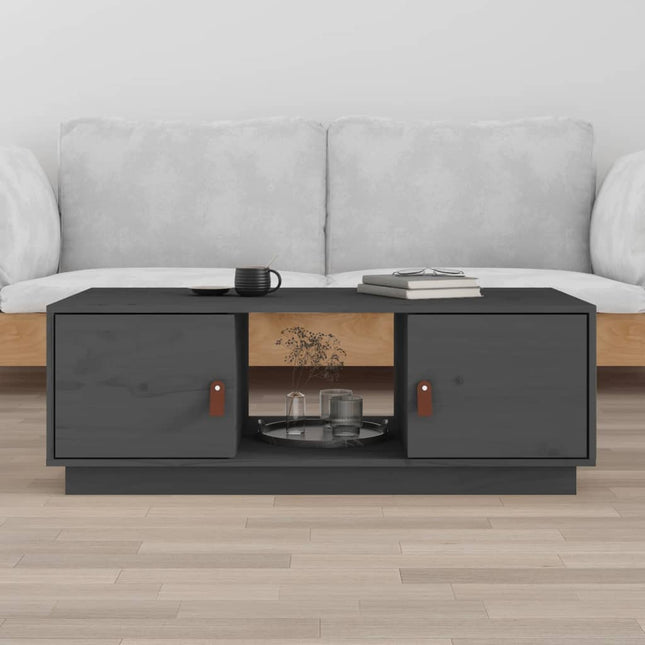 sofabord 100x50x35 cm massivt fyrretræ grå