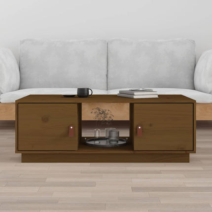 sofabord 100x50x35 cm massivt fyrretræ gyldenbrun