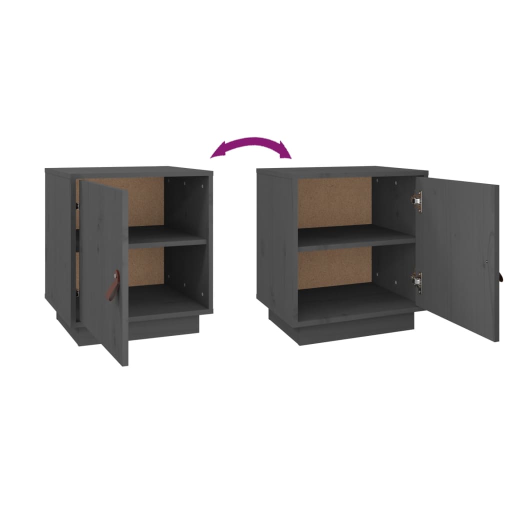 sengebord 40x34x45 cm massivt fyrretræ grå