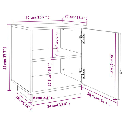sengeborde 2 stk. 40x34x45 cm massivt fyrretræ gyldenbrun