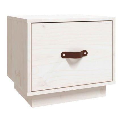 sengebord 40x34x35 cm massivt fyrretræ hvid