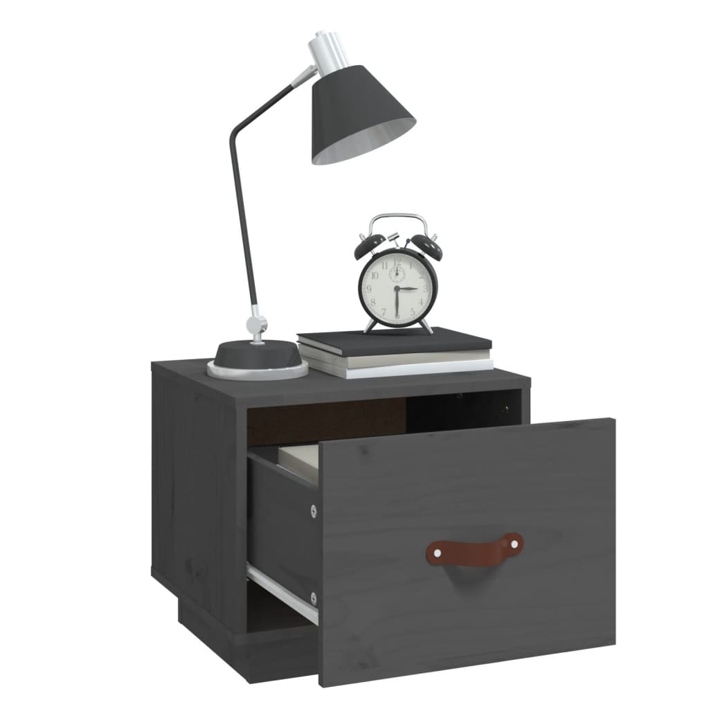 sengebord 40x34x35 cm massivt fyrretræ grå