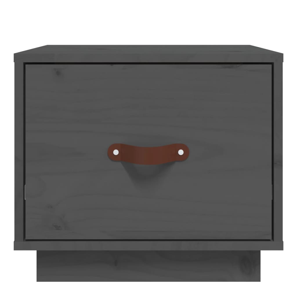 sengebord 40x34x35 cm massivt fyrretræ grå