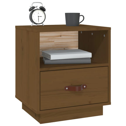 sengeborde 2 stk. 40x34x45 cm massivt fyrretræ gyldenbrun