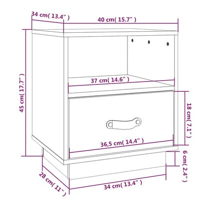sengeborde 2 stk. 40x34x45 cm massivt fyrretræ sort
