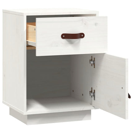 sengebord 40x34x55 cm massivt fyrretræ hvid