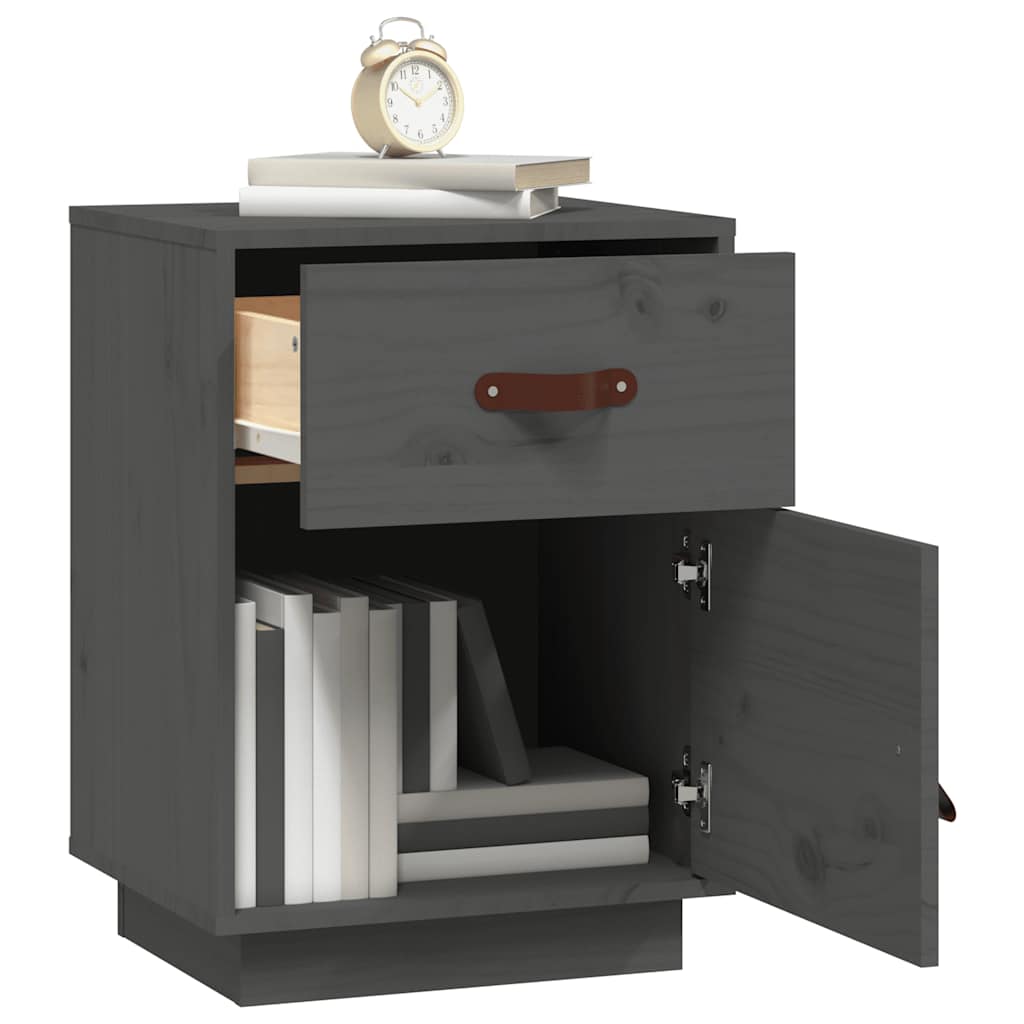 sengebord 40x34x55 cm massivt fyrretræ grå