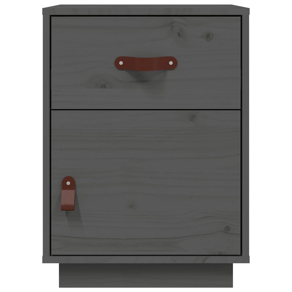 sengeborde 2 stk. 40x34x55 cm massivt fyrretræ grå