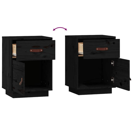 sengeborde 2 stk. 40x34x55 cm massivt fyrretræ sort