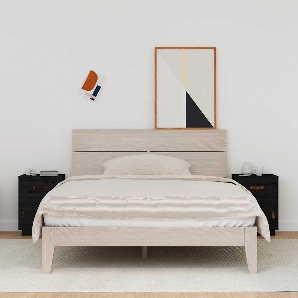 sengeborde 2 stk. 40x34x55 cm massivt fyrretræ sort