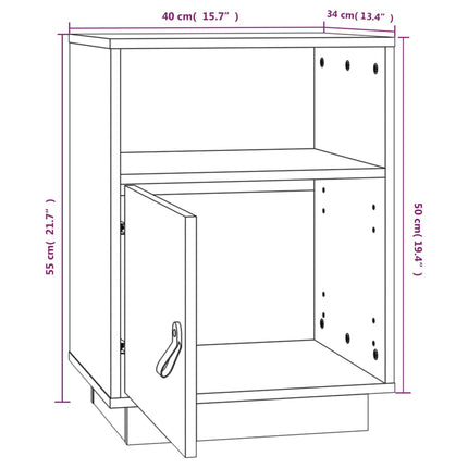 sengebord 40x34x55 cm massivt fyrretræ hvid