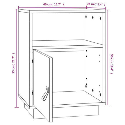 sengebord 40x34x55 cm massivt fyrretræ sort