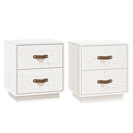 sengeborde 2 stk. 40x34x45 cm massivt fyrretræ hvid