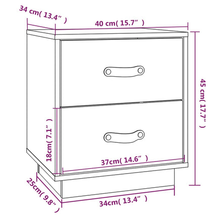 sengeborde 2 stk. 40x34x45 cm massivt fyrretræ hvid