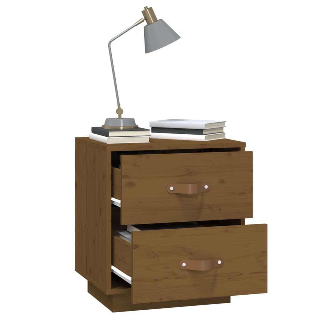 sengeborde 2 stk. 40x34x45 cm massivt fyrretræ gyldenbrun