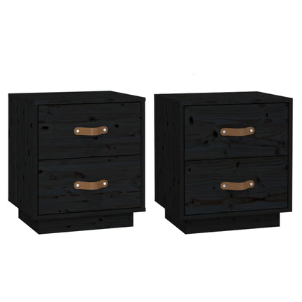 sengeborde 2 stk. 40x34x45 cm massivt fyrretræ sort