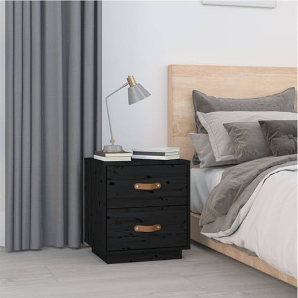 sengeborde 2 stk. 40x34x45 cm massivt fyrretræ sort