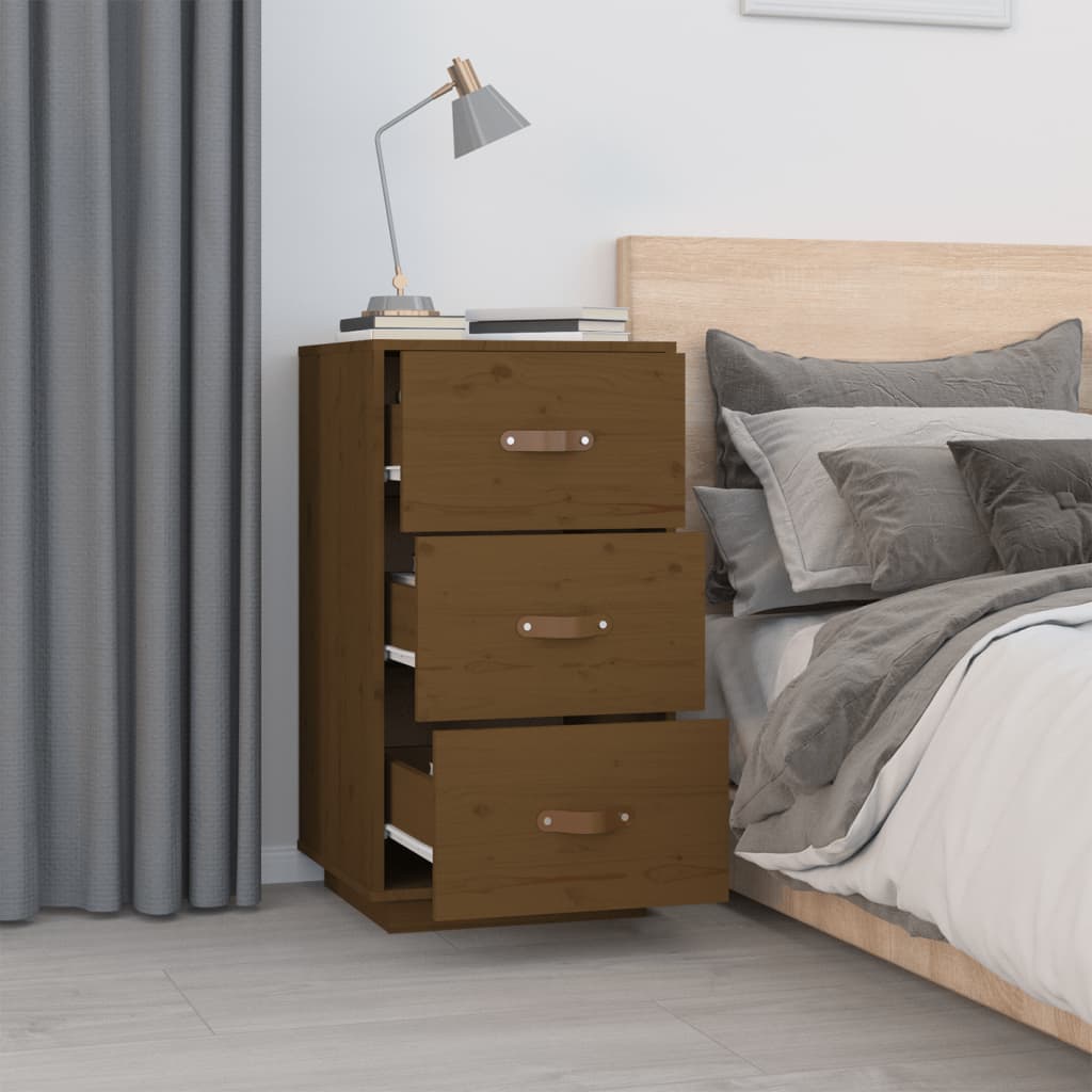 sengeborde 2 stk. 40x40x75 cm massivt fyrretræ gyldenbrun