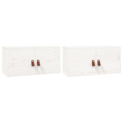 vægskabe 2 stk. 60x30x30 cm massivt fyrretræ hvid