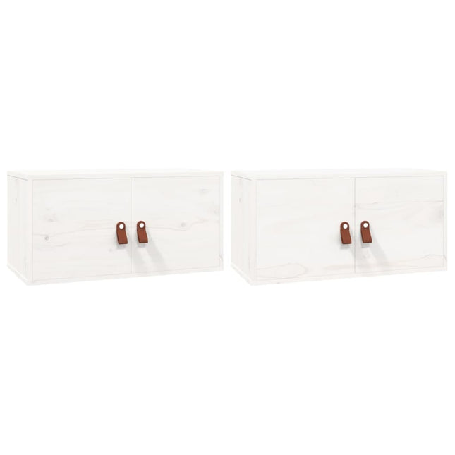 vægskabe 2 stk. 60x30x30 cm massivt fyrretræ hvid