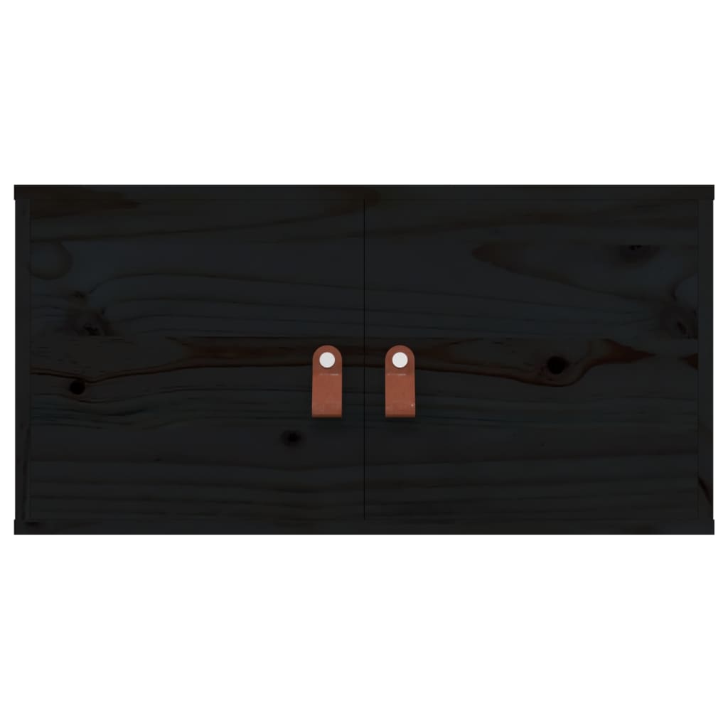 vægskabe 2 stk. 60x30x30 cm massivt fyrretræ sort